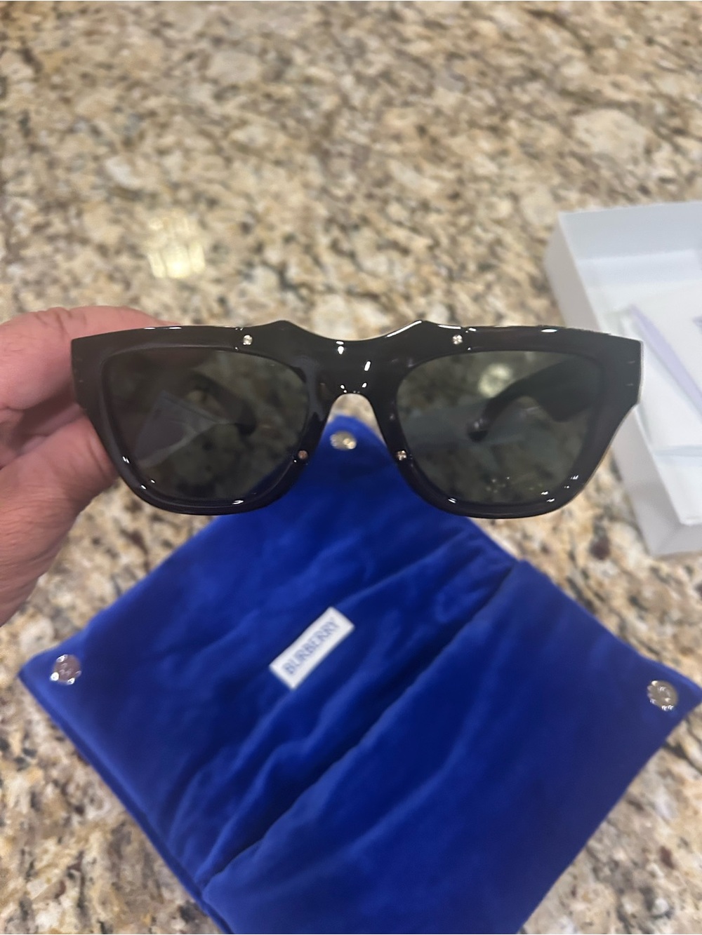 BURBERRY be4445u black squared pilot sunglasses unisex nwt